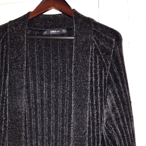 ZARA NAVY CHENILLE CARDIGAN - Picture 4 of 5